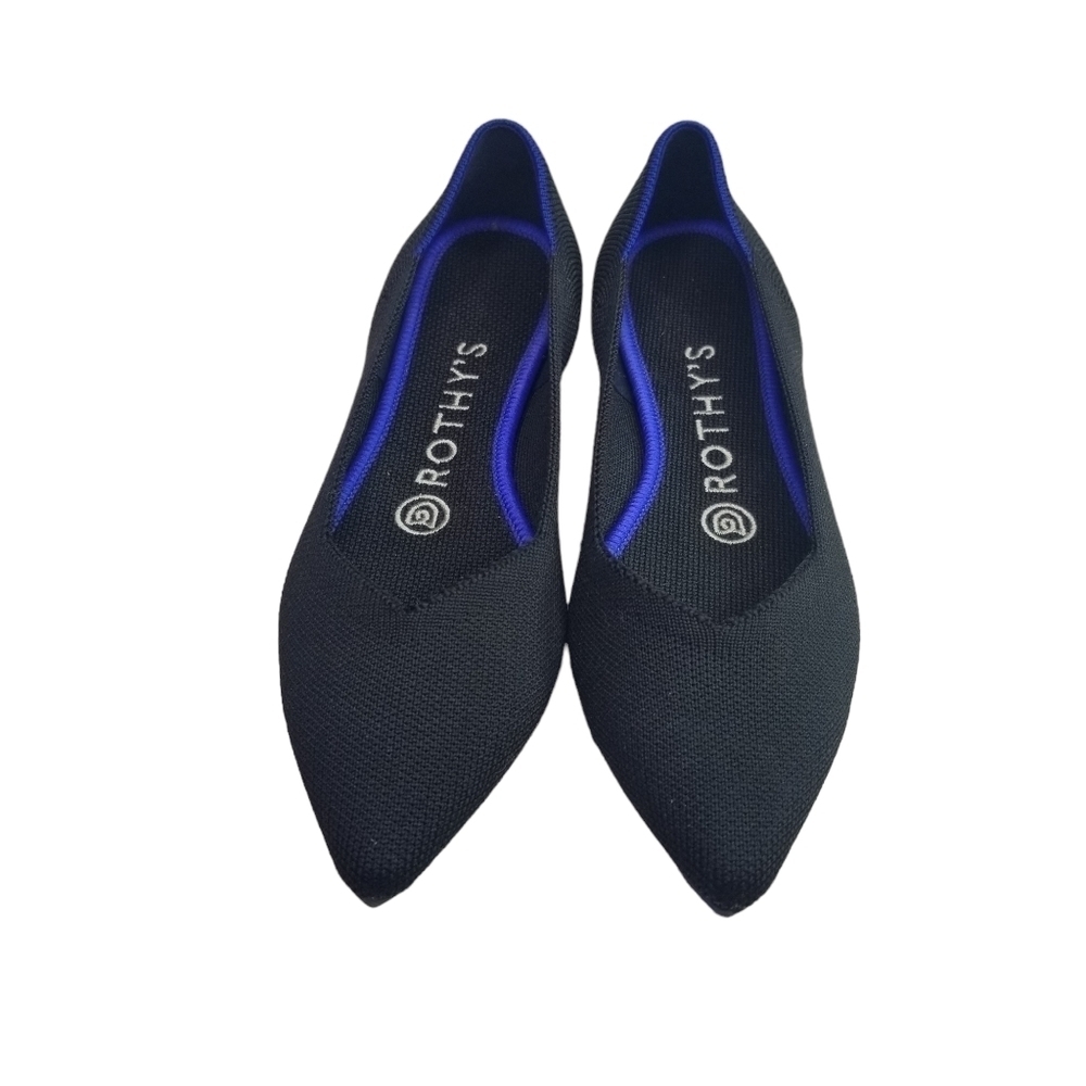 Rothys The Point Classic Black Blue Pointed Toe F… - image 1
